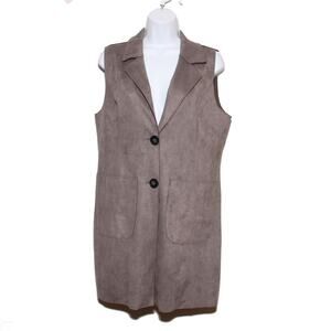 NEW Charis Allure Faux Suede Long Vest Size Medium NEW